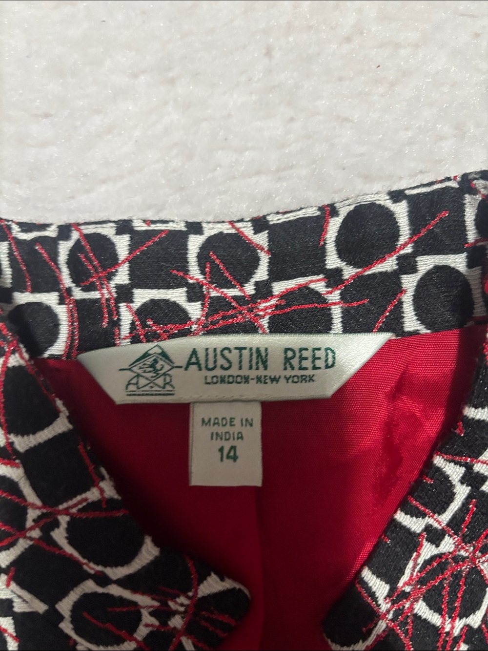 Austin Reed Black, Red & White Geometric Button-Down Shirt - Picture 3 of 9